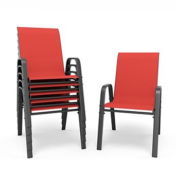 Whisen Outdoor Dining Chairs Set, Waterproof & Rust-Resistant Teslin Fabric, Metal Frame