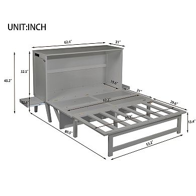 Whisen Murphy Bed with USB Port and Removable Shelves on Each Side