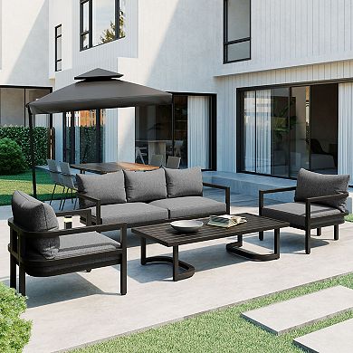 Whisen 4-piece Outdoor Steel Sofa Set, Conversation Set