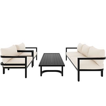Whisen 4 pc Outdoor Steel Sofa Set, Conversation Set