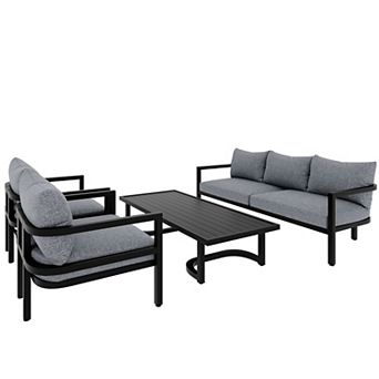 Whisen 4 pc Outdoor Steel Sofa Set, Conversation Set