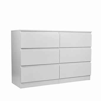 6-Drawer Dresser Wood Storage Cabinet with Concealed Handles