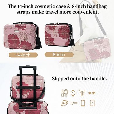 5-Piece Hardside Luggage Set, Includes Handbag & Case