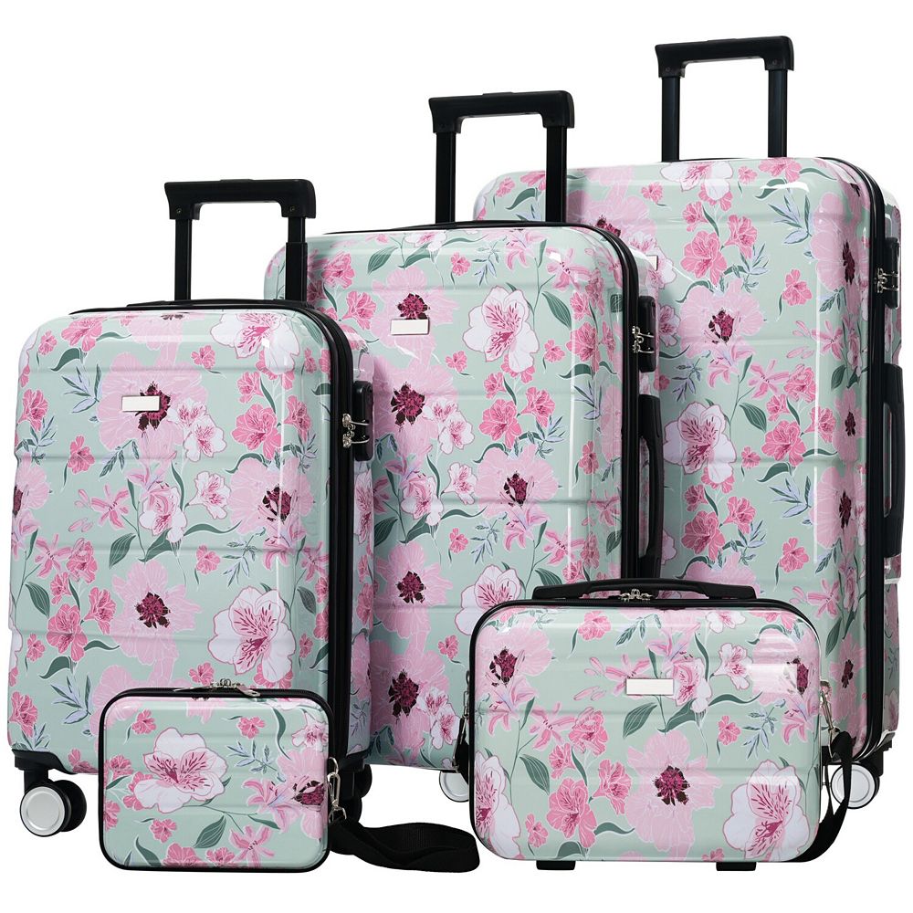 5-Piece Hardside Luggage Set, Includes Handbag & Case