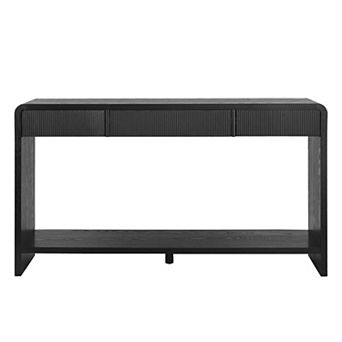 Whisen Console Table with 3 Drawers, Vertical Slats, Round Edge Design