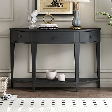 Whisen Curved Console Table with 3 Drawers and 1 Shelf