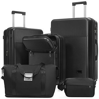 Hardside 5 pc Luggage Set, Half Opening with USB Port