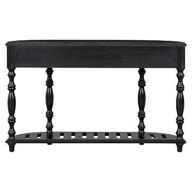 Whisen Mid Century Curved Console Table with 4 Drawers and 1 Shelf