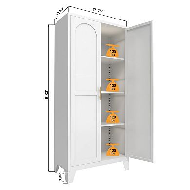 61" Steel Pantry Cabinet with Adjustable Shelves, Freestanding Storage for Kitchen & More