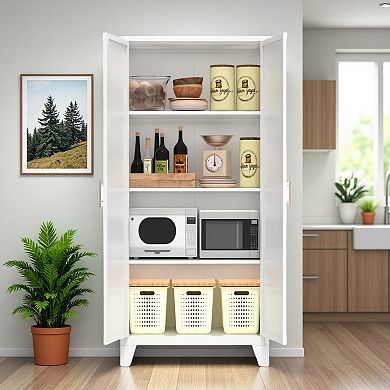 61" Steel Pantry Cabinet with Adjustable Shelves, Freestanding Storage for Kitchen & More