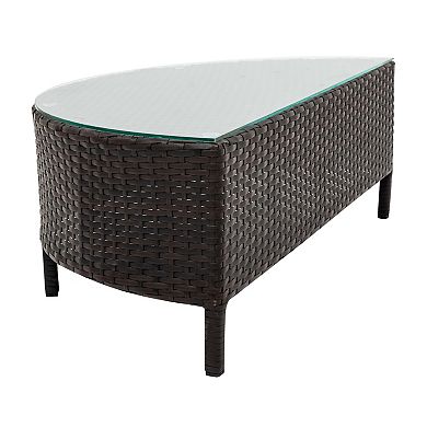 Whisen 5-piece Outdoor Patio Sectional Sofa Set with Tempered Glass Table