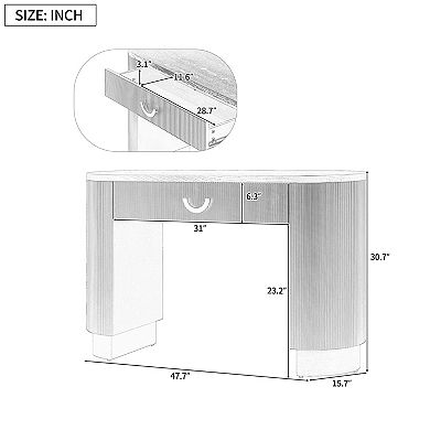Whisen Console Table with Drawer, Vertical Ribbed Design