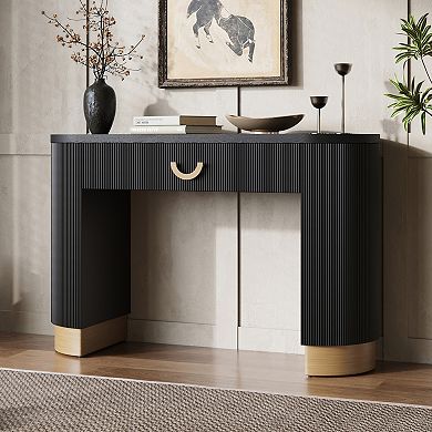 Whisen Console Table with Drawer, Vertical Ribbed Design
