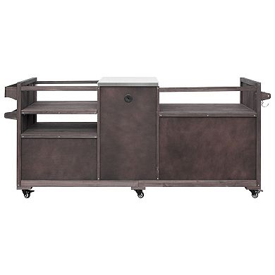 Whisen Outdoor Kitchen Island, Grill Cart Table with Stainless Steel Top