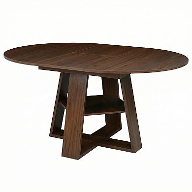 Whisen Extendable Dining Table for 4-8 with Storage Shelf