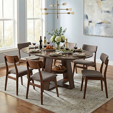 Whisen Extendable Dining Table for 4-8 with Storage Shelf