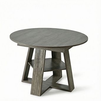 Whisen Extendable Dining Table for 4-8 with Storage Shelf