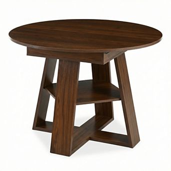 Whisen Extendable Dining Table for 4-8 with Storage Shelf