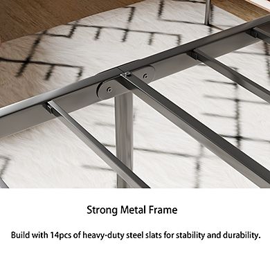 Queen Platform Bed with Rustic Wood Headboard & Under-Bed Storage