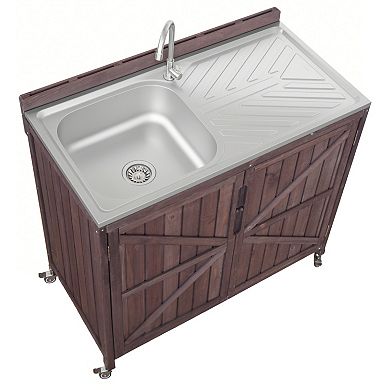 Whisen 39.4" Outdoor Kitchen Island with Sink