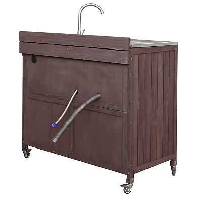 Whisen 39.4" Outdoor Kitchen Island with Sink