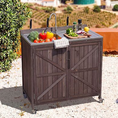 Whisen 39.4" Outdoor Kitchen Island with Sink
