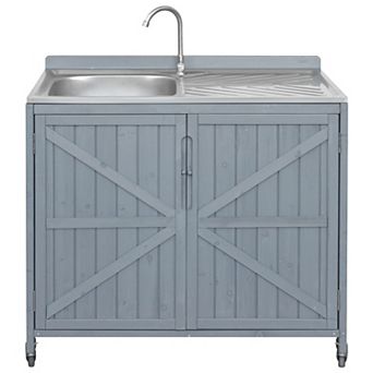 Whisen 39.4" Outdoor Kitchen Island with Sink