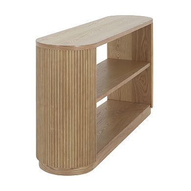 Whisen Console Table with Open Shelves and Wood Grain