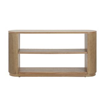 Whisen Console Table with Open Shelves and Wood Grain