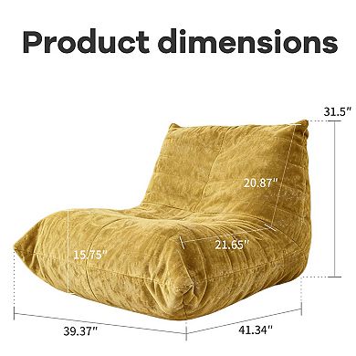 5-Way Support Bean Bag Chair, Chenille Fabric & Anti-Slip Base