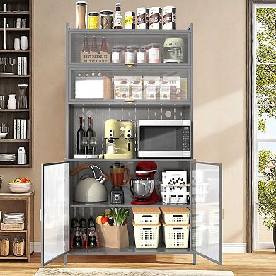 73" Tall Steel Pantry Cabinet with Flip Doors
