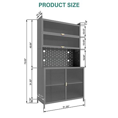 73" Tall Steel Pantry Cabinet with Flip Doors