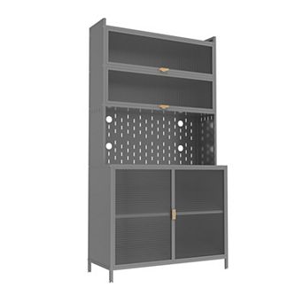 73" Tall Steel Pantry Cabinet with Flip Doors