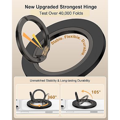 Magnetic Phone Ring Grip for MagSafe - 360° Rotation Strong Magnet Finger Ring Holder Grip Stand