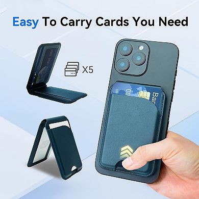 for MagSafe Wallet，Leather Magnetic Wallet for Phone with Adjustable Stand，5 Magnetic Credit Card Ho