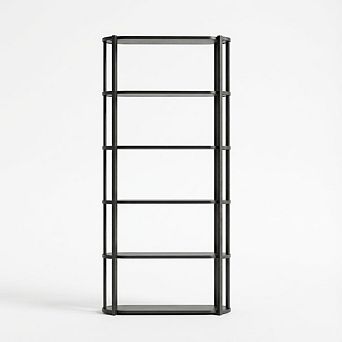 IDEALHOUSE 6 tier Bookcase, Freestanding Metal & Wood Shelf