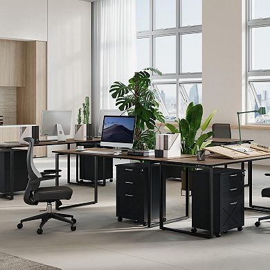 IDEALHOUSE Mobile 3-Drawer File Cabinet with Lock & Casters, Under-Desk Storage