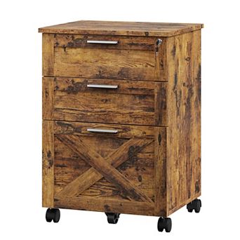 IDEALHOUSE Mobile 3-Drawer File Cabinet with Lock & Casters, Under-Desk Storage