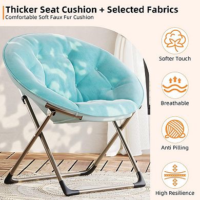 IDEALHOUSE Oversized Folding Plush Saucer Lounge Chair