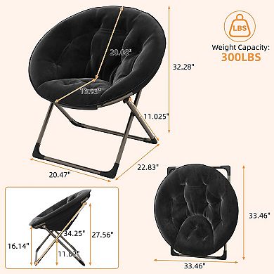 IDEALHOUSE Oversized Folding Plush Saucer Lounge Chair