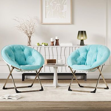 IDEALHOUSE Oversized Folding Plush Saucer Lounge Chair