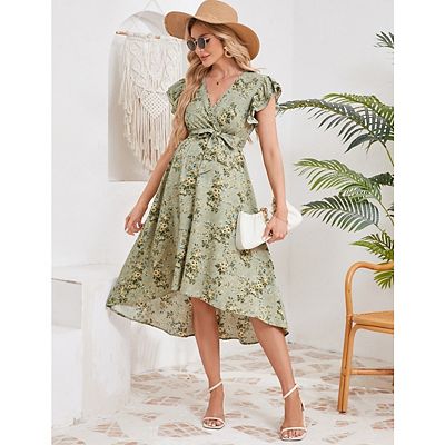 cocktail dress magenta Katherine Mini L New Orleans Display your femininity and Color:Light Green Leaves Women's Chocolate Tailored Overlap