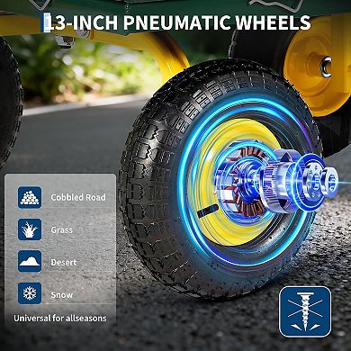 1500 Lbs Capacity Mesh Steel Garden Cart Folding Utility Wagon with Removable Sides and Wheels