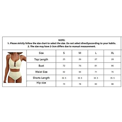 Women's Two Piece Bikini Set U-Wire Cutout Swimsuit High Waisted Textured Beach Bathing Suits