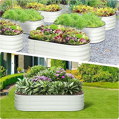 2 Pcs 4.5x2x1.5ft Oval Raised Garden Bed,Open-Ended Base Metal Raised Planter Beds