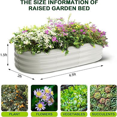 2 Pcs 4.5x2x1.5ft Oval Raised Garden Bed,Open-Ended Base Metal Raised Planter Beds