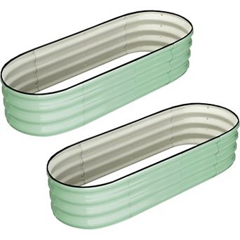 2 pc 4.5x2x1.5ft Oval Raised Garden Bed,Open-Ended Base Metal Raised Planter Beds