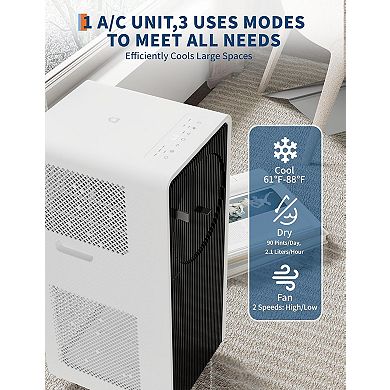 14000 BTU Portable Air Conditioners With Remote Control,3-In-1 With Fan & Dehumidifier,Auto Swing