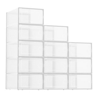 12-Pack Extra-Large Clear Plastic Storage Bins with Stackable Design for Organizing Shoes, Toys