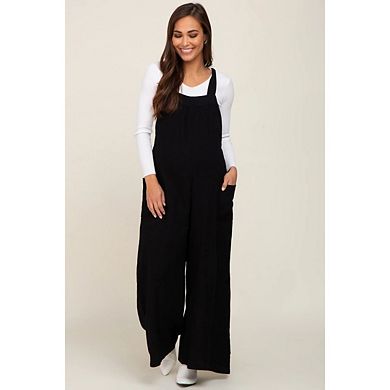 Womens Maternity Casual Loose Jumpsuits Boho Wide Leg Rompers Sleeveless Overalls with Pockets